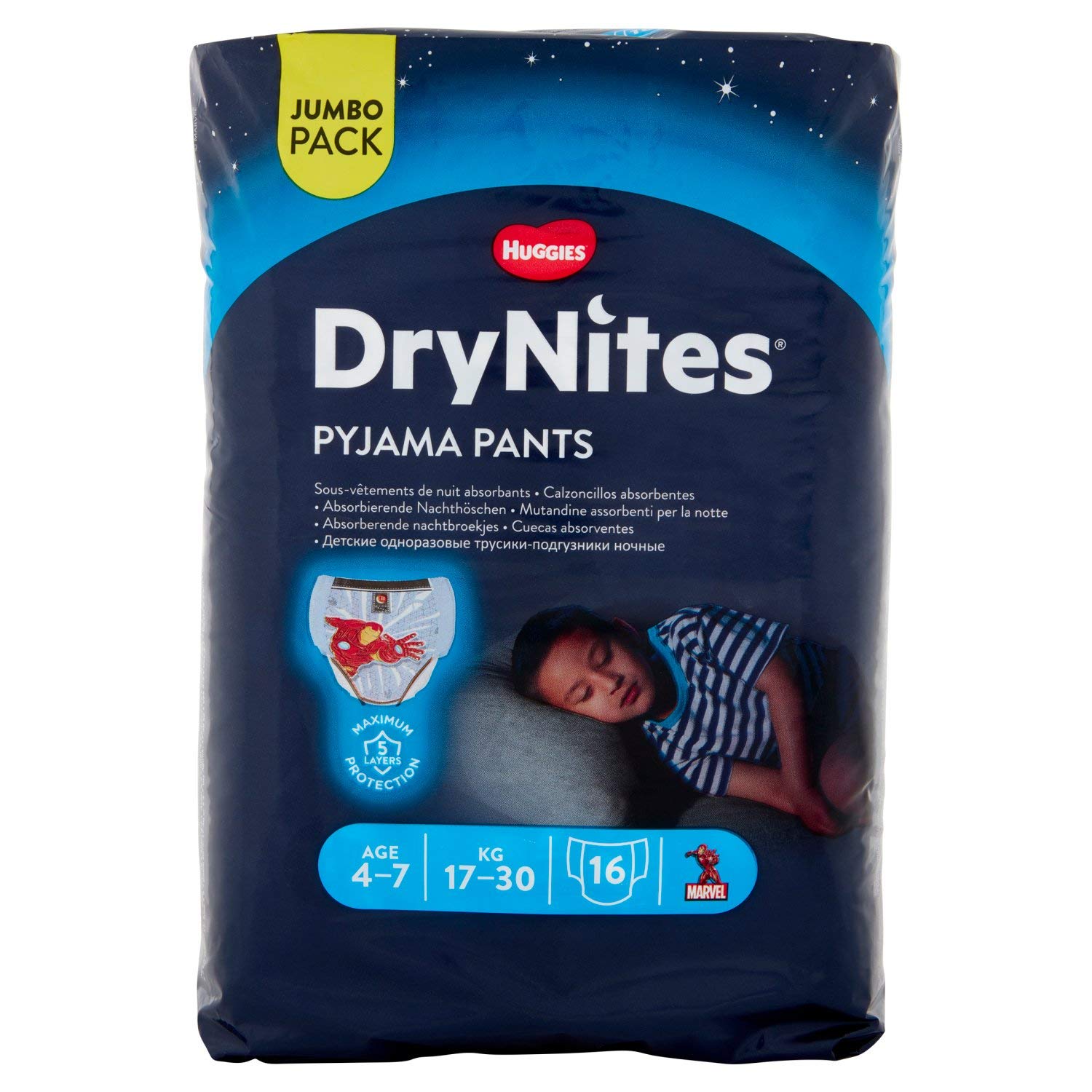 Drynites Boys Pyjama Pants 4-7 years 17-30kg 16pcs هجيز دراي نايتس ، كلوت بيجاما بانتس,(4-7 سنين) أولاد (17-30 كغم) 16 قطعة Drynites Boys Pyjama Pants 4-7 years 17-30kg 16pcs هجيز دراي نايتس ، كلوت بيجاما بانتس,(4-7 سنين) أولاد (17-30 كغم) 16 قطعة